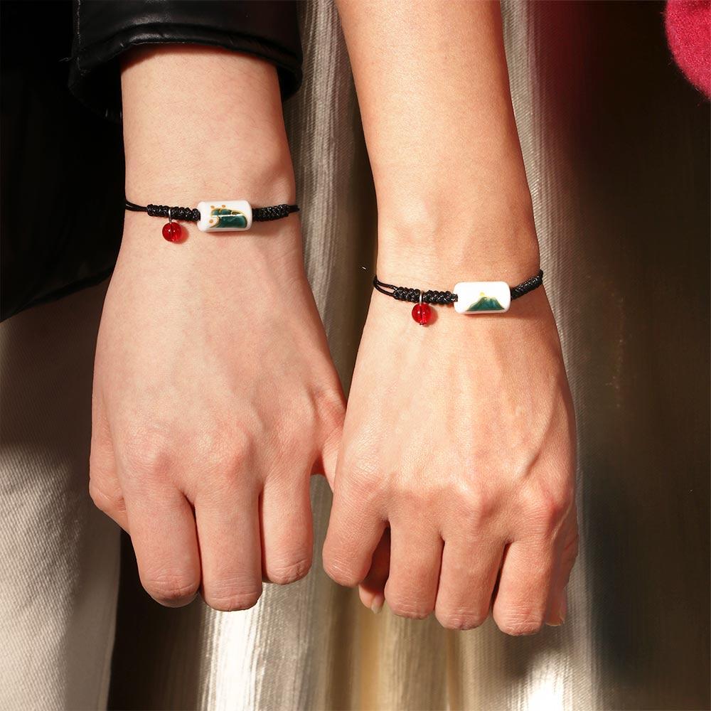 Привлекайте мужчин Торжественное обещание любви Женские парные браслеты Магнитные браслеты Веревочные плетеные пояса rectangle